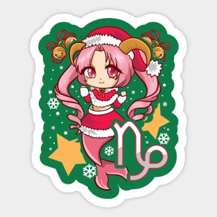 Chib Zodiac Capricorn Santa Claus Girl Manga Kawaii Sticker